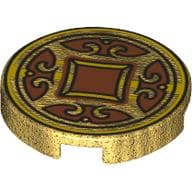 Tile Round 2 x 2 with Dark Orange Decorations print