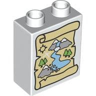 Duplo Brick 1 x 2 x 2 with Treasure Map, Mountains, River print