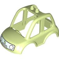 Duplo Car Body High Cab 2 Top Studs with Aqua Front with White Headlights and License Plate Print