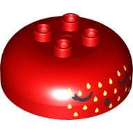 Duplo Brick Round 4 x 4 Dome Top with 2 x 2 Studs with Black Face, Sleeping, Yellow Seeds print