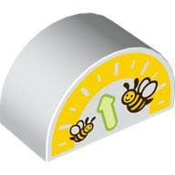 Duplo Brick 2 x 4 x 2 Curved Top with Gauge, Bees print