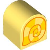 Duplo Brick 2 x 2 x 2 Curved Top with Yellow and Orange Snail House print