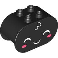 Duplo Brick 2 x 4 x 2 Rounded Ends with White Face, Dark Pink Cheeks print