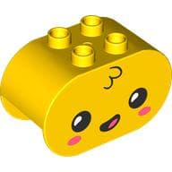 Duplo Brick 2 x 4 x 2 Rounded Ends with Face, Open Mouth, Dark Pink Cheeks print
