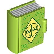 Duplo Book, Bright Light Yellow Diamond, Dark Green 'JWJ' print