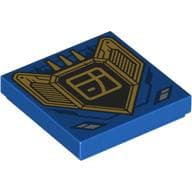 Tile 2 x 2 with Gold Shield, Asian Symbol print