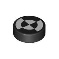 Tile Round 1 x 1 with White Quarter Circles print