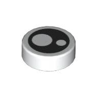 Tile Round 1 x 1 with Black Eye with Two Pupils Print