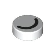 Tile Round 1 x 1 with Thin Black Halve Circle / Closed Eye print