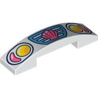 Slope Curved 4 x 1 Double with No Studs with Car Grill, Headlights, Coral Shell print