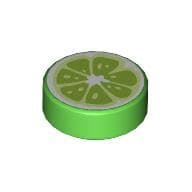 Tile Round 1 x 1 with Lime Wedge print