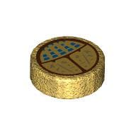 Tile Round 1 x 1 with Gold Scarab, Blue Spots print