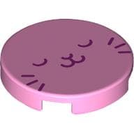 Tile Round 2 x 2 with Dark Purple Cat Face print