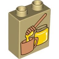 Duplo Brick 1 x 2 x 2 with Bottom Tube, Honey Jar, Dripper, and Mug Print