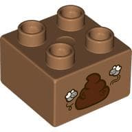 Duplo Brick 2 x 2, Two Flies and Poop Print