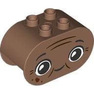Duplo Brick 2 x 4 x 2 Rounded Ends with Happy Face, Reddish Brown Lines and Spots Print