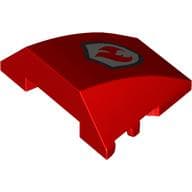 Wedge Curved 4 x 3 No Studs with Red Flames on Silver Shield print [Fire Fighters]