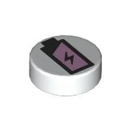Tile Round 1 x 1 with Battery print