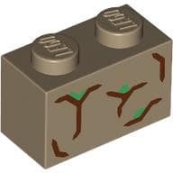 Brick 1 x 2 with Dark Brown Bark, Green Leaves print