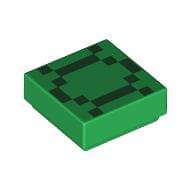 Tile 1 x 1 with Dark Green Squares / Pixelated Turtle Shell print