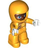 Duplo Figure with Helmet Bright Light Orange, Bright Light Orange Legs, Space Suit Print