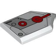 Tile Special 2 x 3 Pentagonal with Light Bluish Grey Armor, Red Circles, Hose print