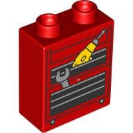 Duplo Brick 1 x 2 x 2 with Tool Chest, Drill, Wrench print