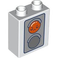 Duplo Brick 1 x 2 x 2 with Red/Green Traffic Light, Face print