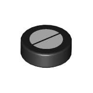 Tile Round 1 x 1 with 2 Silver Half Circles/ Screw Head print