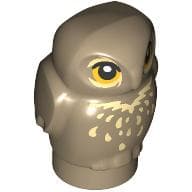 Animal, Bird, Owl, Baby with Bright Light Orange Eyes, Tan Feathers print