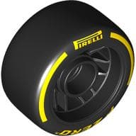Wheel Rim 24 x 13.4 with Black Slick Tyre with Yellow 'PIRELLI' print