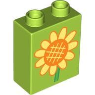 Duplo Brick 1 x 2 x 2 with Sunflower print
