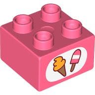 Duplo Brick 2 x 2 with Ice-cream print