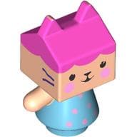Figure, Kitten with Light Nougat Square Head, Dark Pink Hair/Roof print