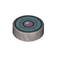 Tile Round 1 x 1 with Bright Light Blue Turbine, Lavender Center print