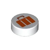 Tile Round 1 x 1 with Reddish Orange Suitcase print