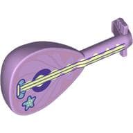 Musical Instrument Lute with Tan Strings, Star print