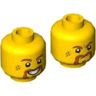 Minifig Head, Thick Nougat Eyebrows, Moustaches, Scars, Smile/Annoyed