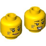 Minifig Head, Eyebrow, Scars, Peach Lips, Smirk/Open Mouth Smile