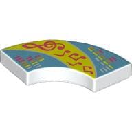 Tile 2 x 2 Curved, Macaroni with Bright Light Yellow/Medium Azure Swirl, Coral Music Notes, Sound Bars print