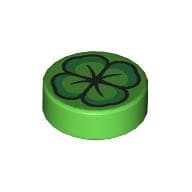 Tile Round 1 x 1 with Four Leaf Clover print