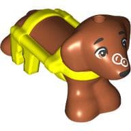 Animal, Dog, Dachshund with Vibrant Yellow Harness Pattern, Bubble in Nose print (Pickle)