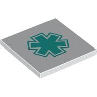 Tile 4 x 4 with Dark Turquoise Star of Life print