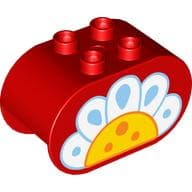 Duplo Brick 2 x 4 x 2 Rounded Ends with Daisy Flower Print