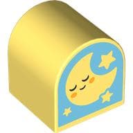 Duplo Brick 2 x 2 x 2 Curved Top with Bright Light Yellow Sleeping Moon, Stars on Bright Light Blue Background print