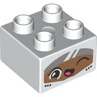 Duplo Brick 2 x 2 with Medium Nougat Winking Face and Visor print
