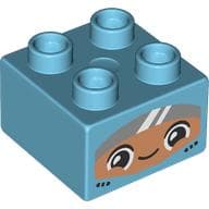 Duplo Brick 2 x 2 with Medium Nougat Face and Visor print