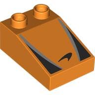 Duplo Brick 3 x 2 Slope 33° with Black and Gray Panels, Black Swoosh Symbol print