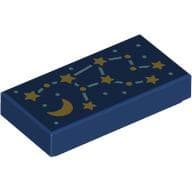 Tile 1 x 2 with Yellow Stars, Constellation print