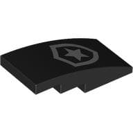 Slope Curved 4 x 2 No Studs with Silver Police Logo print